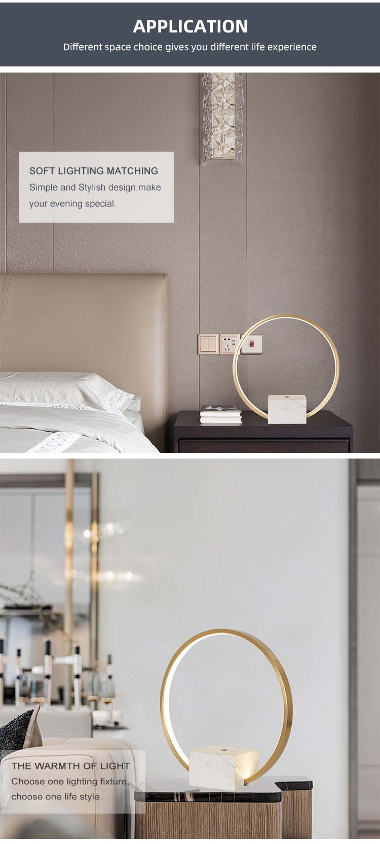 copper circular Shape LED Table Lamp application